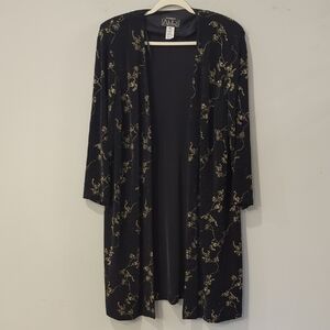 Alex Evenings Black Cardigan Evening Long Sparkly size 2X Shoulder Pads